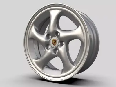 996 Turbo OEM Wheels Low-poly 3D model