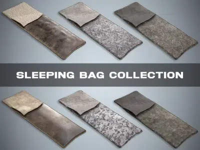 Sleeping Bag Pack - 6 Military and Medieval Bedrolls 3D Model Collection