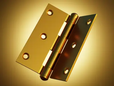 Realistic Brass Door Hinge - High Quality 3D Model 3D model