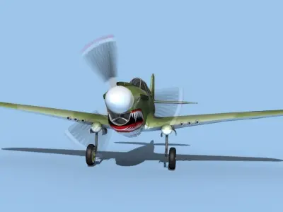 Curtiss P-40F Warhawk V01 USAAF 3D model