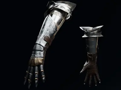  Female Knight Hand And Wrist armor LowPoly Low-poly 3D model