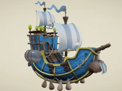 Flying Royal Ship Low-poly 3D model