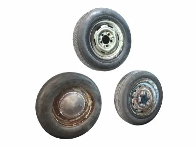 Retro automobile wheels pack da1 Low-poly 3D model