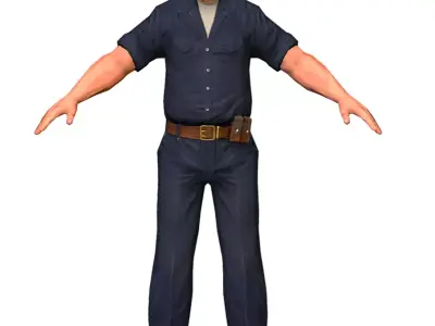 LowPoly Man Boss Slave Driver Chief Low-poly 3D model