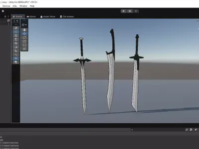 Toon shaded melee weapons - swords Low-poly 3D model