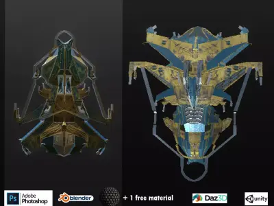 Spaceship ev2 editable model Low-poly 3D model