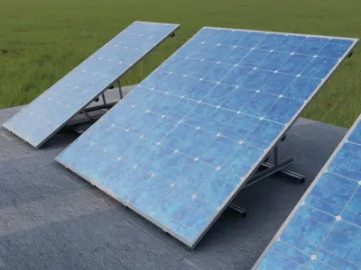 Solar Panels Rigged - New Versions Low-poly 3D model