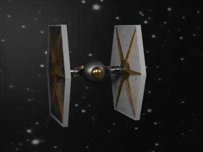 SpaceShip star wars tie fighter in space 3D model