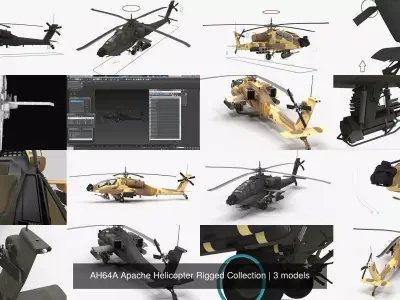 AH64A Apache Helicopter Rigged Collection 