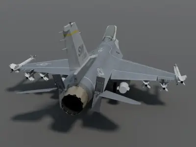 General dynamics F-16 fighter with Aim-9M Sidewinder 3D model