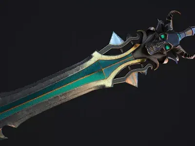 Fantasy sword 18 game ready 3d model Free 3D model