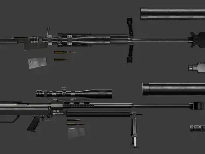 Steyr HS 50 M1  50 BMG anti-material  sniper rifle Low-poly 3D model