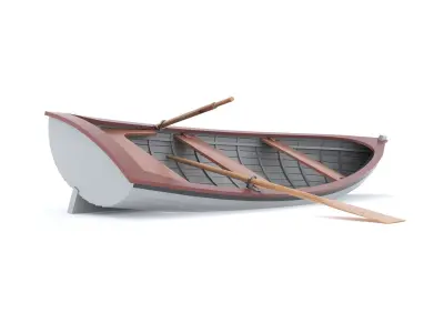 Wooden Boat Low-poly 3D model