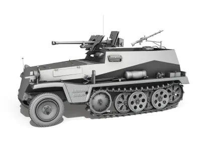 SD KFZ 250 11 - Half-track with heavy anti-tank rifle 3D model
