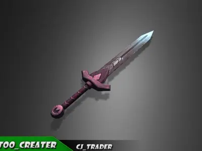 Fantasy Sword Low-Poly 3D Model Low-poly 3D model