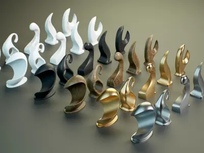 Abstract Statues PBR Low-poly 3D model