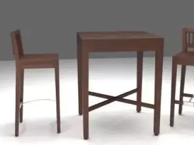 Bar table and chairs Free 3D model