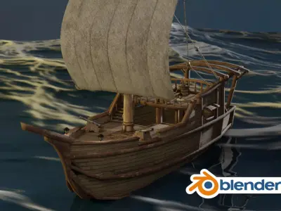 Ship - boat sea thieves low poly Low-poly 3D model