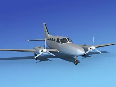 Cessna 414A Chancellor Bare Metal 3D model