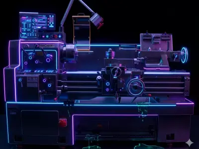 Cyberpunk Industrial Lathe - Sci-Fi Manufacturing Asset Low-poly 3D model