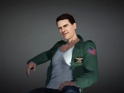 Maverick man in jeans Low-poly 3D model