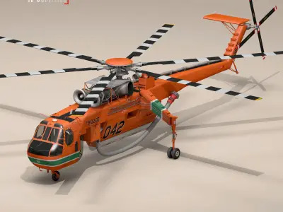 S-64E and S-64F Skycrane 3D model