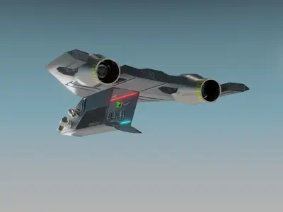 Futuristic jet Low-poly 3D model