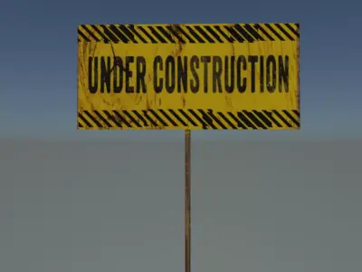 under construction sign Free low-poly 3D model