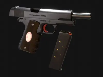 Colt Government Model 1911 - Aria the Scarlet Ammo - Game Asset Free low-poly 3D model