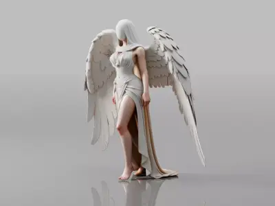 Angelic Female Character LOW AND HIGH POLY BOTH Low-poly 3D model purchase