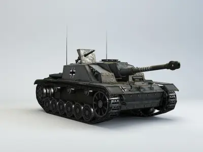 Low Poly Stug III Ausf G Early assault gun Low-poly 3D model