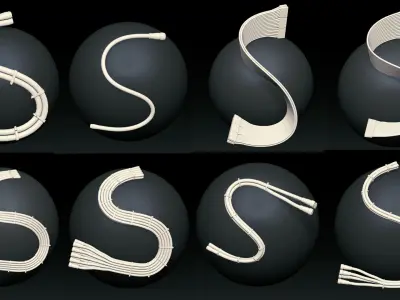 48 IMM CABLES and HOSES FOR ZBRUSH HIGH and LOW POLY Low-poly 3D model