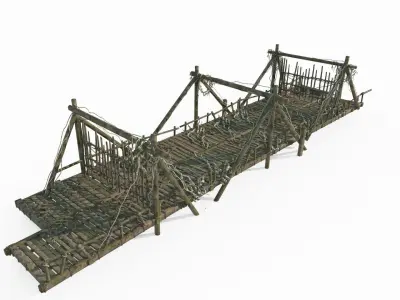 Outdoor Wooden Bridge Level 3D model