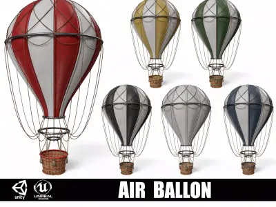 Hot Air Ballon Low-poly 3D model