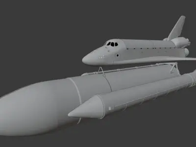 Space Shuttle Launch System with SRBs and External Tank Low-poly 3D model