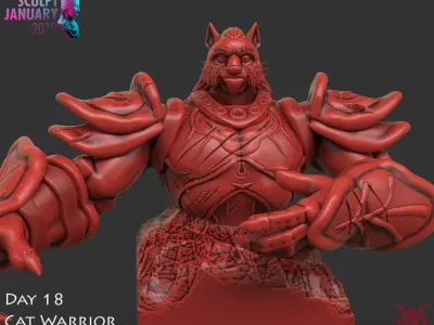 Cat Warrior Timelapse and Model 3D print model