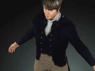 Napoleonic civilian 1812 Low-poly 3D model