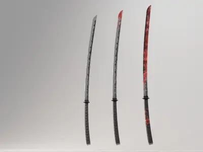 Katana Sword COLLECTION Low-poly 3D model