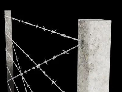 Barbed Wire Fence for Land Low-poly 3D model