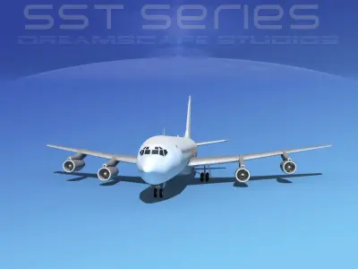 Boeing 707-320 SS Unmarked 2 3D model
