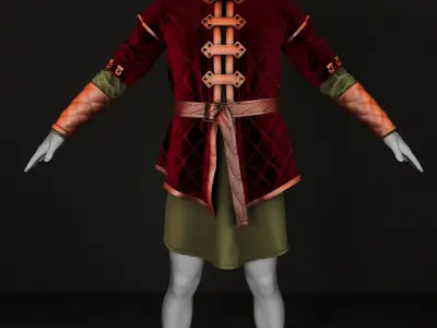 Medieval man costume 3D model