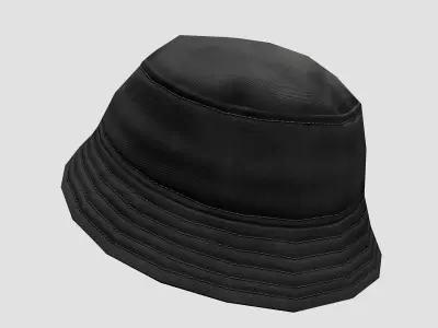 Bucket hat - black Low-poly 3D model