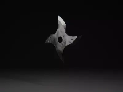 Futuristic Four Blade Shuriken Game Ready 3D Model PBR Textured Low-poly 3D model