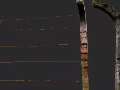 concrete fence wire soviet military base PBR photogrammetry Low-poly 3D model
