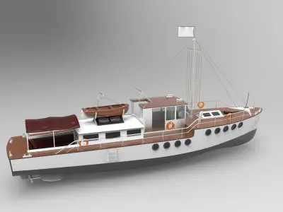 Wooden sail ship 3D model