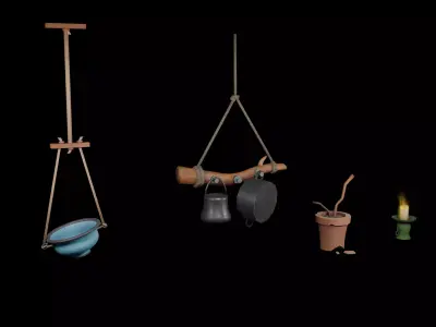 Stylized Furniture Package Low-poly 3D model