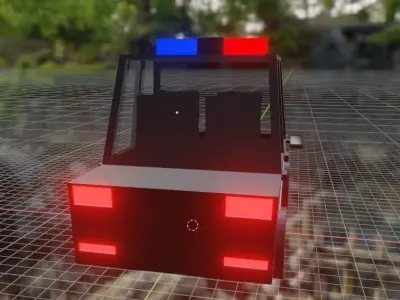 police car cartoon low poly 3d model for game Low-poly 3D model