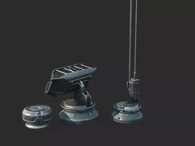 Radar antenna of future sci-fi facilities 3D model