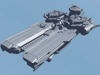 Futuristic Aircraft Base Carrier Low-poly 3D model