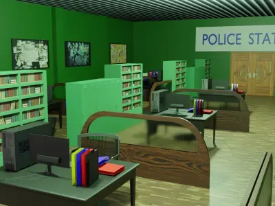 Police Station Interior Low-poly 3D model